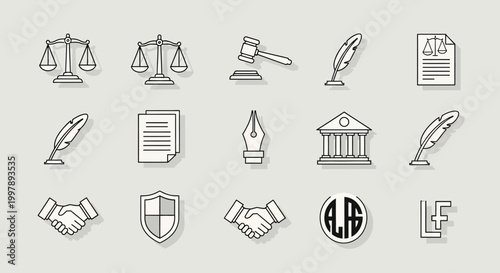 law legal justice icons and symbols.
