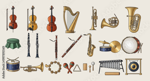 Musical Instruments Collection Variety Display.