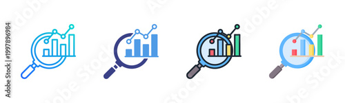 Analysing Icon Set Vector Collection Isolated In Black And White