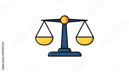 Принти на полотні Balance Scale Modern Flat Vector Icon on White Background Representing a Two-Pan Balance Weighing Justice, Law, and Equality with Editable Stroke for Customizable Line Weight Illustration