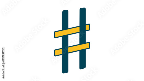 Musical Natural Symbol Icon, Modern Flat Vector Illustration of Music Notation Accidental Sign on White Background, Editable Stroke for Customizable Line Weight in Graphic Design Projects.