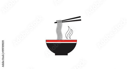 Noodle bowl with chopsticks.