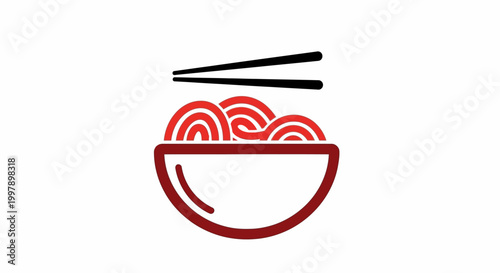 Noodle bowl with chopsticks icon.