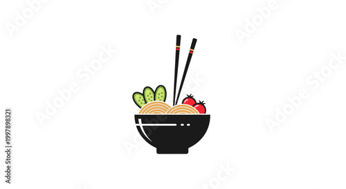 Noodle Bowl with Chopsticks.