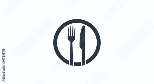 Restaurant logo with fork knife.