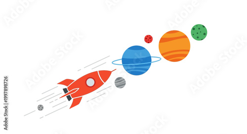Rocket Ship Blasting Into Space.