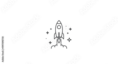 Rocket Ship Launching Into Space.