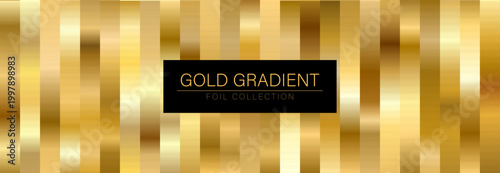 Gold gradient Foil background. Metallic satin swatches and copper Palette. Metal degrade strip shine. Vector illustration.