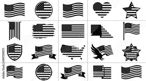 Beer brewing silhouette icons for craft beverage production and pub industry