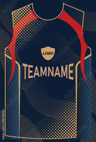 Sleeveless Sports Jersey Template with Geometric Halftone Pattern Professional Team Uniform Design.