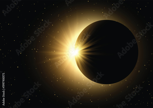 space sky background with solar eclipse 0410