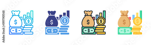 Money Icon Set Vector Collection Isolated In Black And White