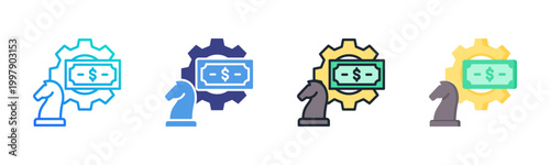 Strategy Icon Set Vector Collection Isolated In Black And White