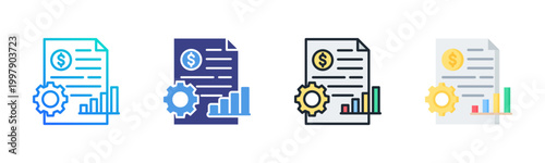 Reporting Icon Set Vector Collection Isolated In Black And White