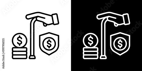 Retirement Plan Icon Set Vector Collection Isolated In Black And White