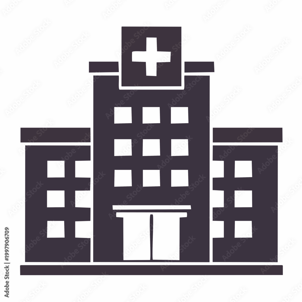 Fototapeta premium A medical building with a cross on top stands tall outdoors