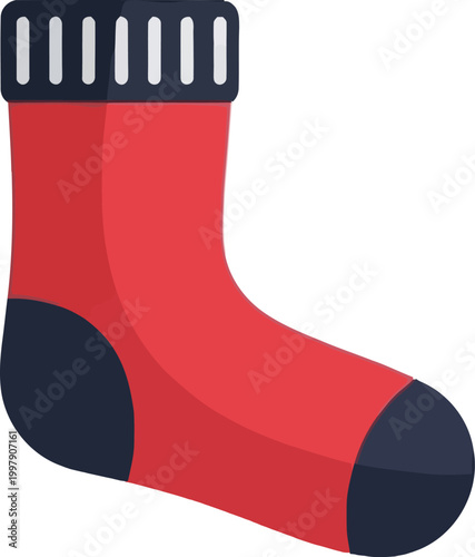 Red and black colored sock footwear.