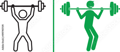 Weightlifter icon lifting barbell, fitness and sports graphic