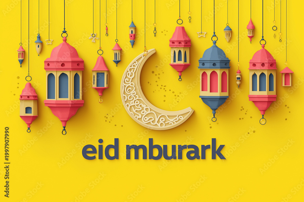 Fototapeta premium vector flat design banner with text ramadan kareem and lanterns