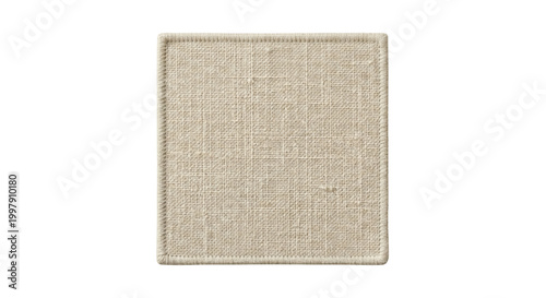 Foto Square beige textile patch with embroidered edges