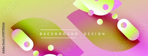 Abstract vibrant background. Soft gradients, rounded shapes create modern design. Pink, yellow hues dominate composition.