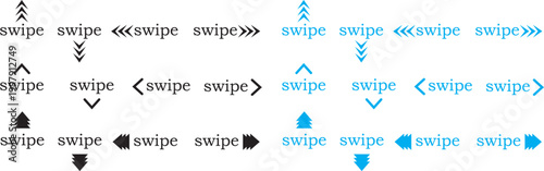 Swipe Icon Set. Mobile app gestures and navigation symbols. Gesture Interaction sign. Set of SWIPE Direction Icons with Arrows Indicating Left, Right, Up, and Down Gestures for Touch Interfaces