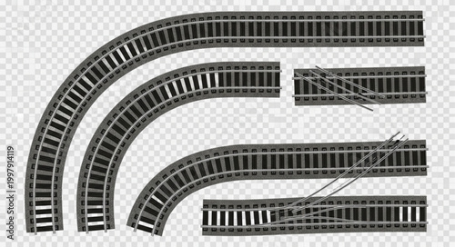 Multiple railroad tracks with curves and straight sections.