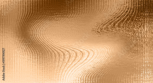 Abstract brown wavy glass texture with vertical distorted lines