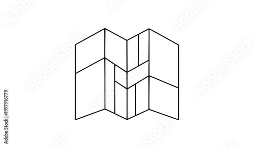 Simple folded map icon vector in minimal flat style isolated on white background navigation and location symbol eps 10