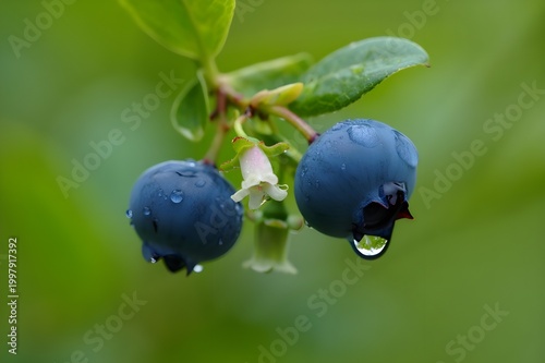 blueberries on a branch