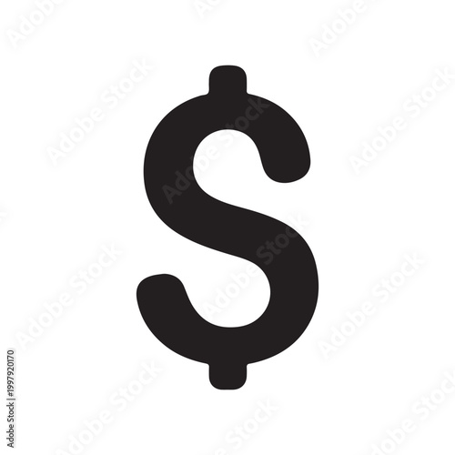 Black dollar sign icon silhouette vector flat illustration design. Money dollar sign vector. Currency dollar symbol icon