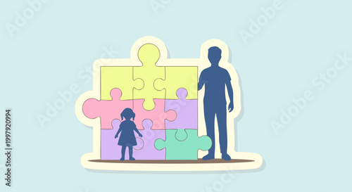 Family Bonding Through Play Father and Daughter Assemble a Colorful Puzzle Together