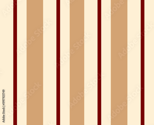 vertical stripe wallpaper pattern with brown and deep red stripes on warm beige background, classic vintage textile design, minimalist geometric lines