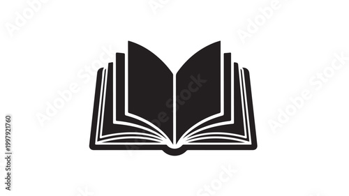 Open book with glowing pages vector illustration, knowledge and learning flat design