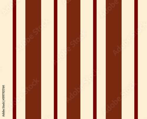vertical stripe wallpaper pattern with maroon red and deep red stripes on warm beige background, classic vintage textile design, minimalist geometric lines