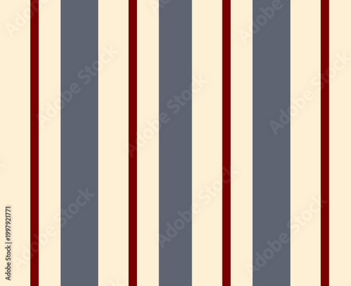vertical stripe wallpaper pattern with elegant navy blue and deep red stripes on warm beige background, classic vintage textile design, minimalist geometric lines