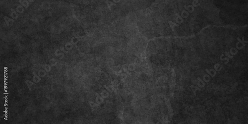 Dark charcoal grunge wall texture background. Dark black rough grunge surface with smoke edge. Black texture chalk board and black board.