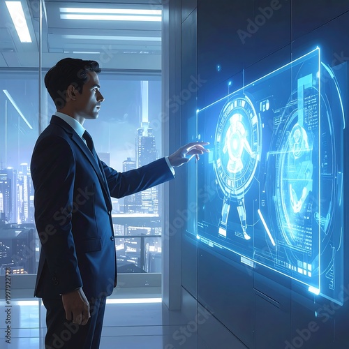 A man interacts with futuristic interface (3)