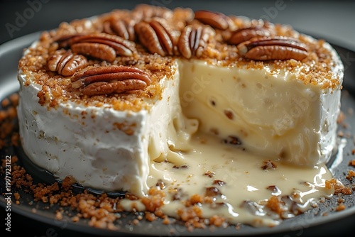 maple pecan baked brie topped with brown sugar