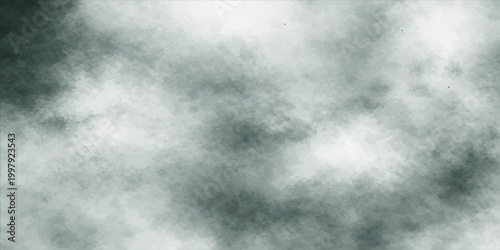 An abstract blue sky backdrop features a dark storm cloud with wispy white smoke texture and motion of steam through the night mist