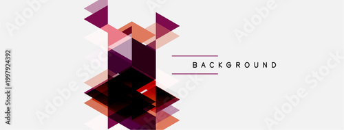 Abstract geometric design. Polygons create dynamic composition. Soft pinks, purples, browns dominate neutral backdrop. Minimalist text reads background.