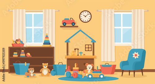 Canvastavla A child's playroom with toys and furniture (1)
