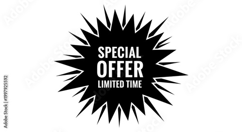 Special Offer Limited Time Sale Badge Icon Black Promotional Sticker Label Vector