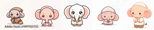 vector of a beggar elephant with a sad expression
