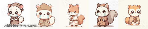 beggar squirrel vector with sad expression