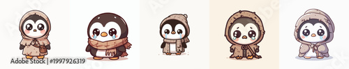 vector of poor beggar penguin with sad expression