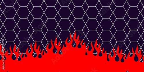 Dark technology hexagonal vector abstract background. Green bright energy flashes under hexagon in dark technology futuristic modern background vector illustration. Gray honeycomb texture grid.