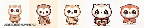 vector of poor beggar owl with sad expression
