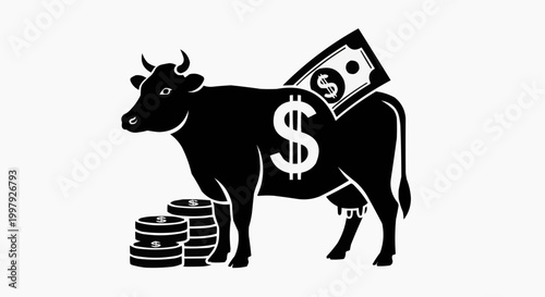 Cash Cow Concept for Business and Finance Vector Illustration