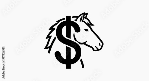 Horse Head and Dollar Sign Logo for Finance and Sports Betting